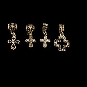 Silver Cross Dangle Charm Pendants for earrings or necklaces